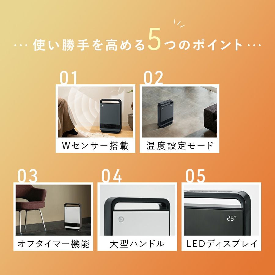 CHT2378 節電/室温センサー付 大風量セラミックヒーター | THREEUP公式