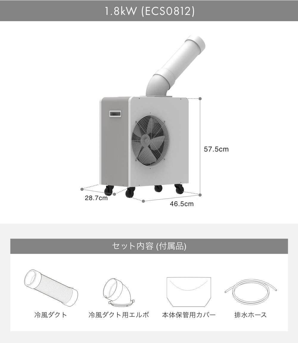 EC-S0812 EC-S0813 工業用スポットエアクーラー 1.8kW 3.0kW